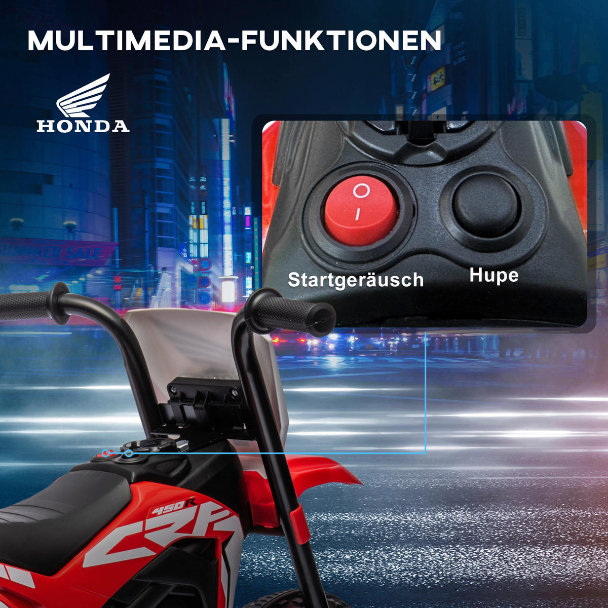 HOMCOM Kinder-Elektromotorrad rot B/H/L: ca. 40,5x43,5x71 cm Kinder-Elektromotorrad - rot (71,00/40,50/43,50cm) - HOMCOM