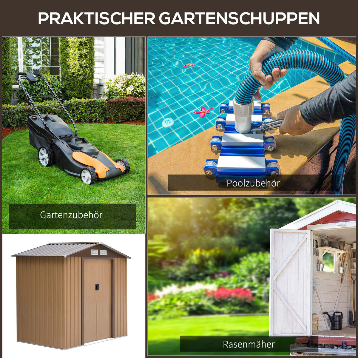 Outsunny Gartenhaus braun B/H/L: ca. 130x185x213 cm Gartenhaus - braun (213,00/130,00/185,00cm) - Outsunny