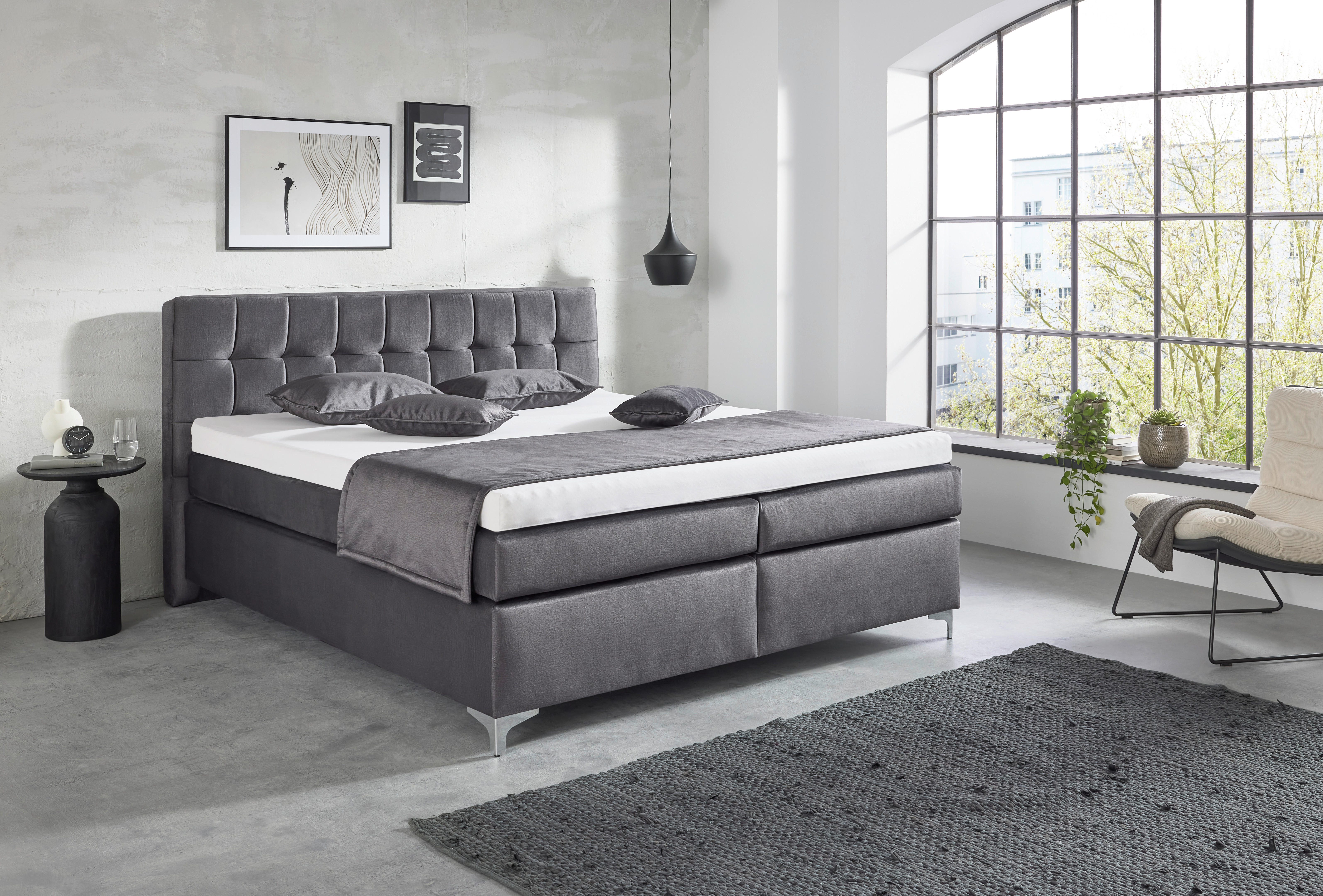Boxspringbett Nairobi anthrazit Nairobi - Chrom/anthrazit (191,00/111,00/210,00cm)
