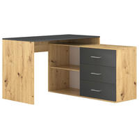 Schreibtisch KURT Eiche Artisan Nachbildung anthrazit B/H/T: ca. 120x75,4x122 cm KURT - Eiche/anthrazit (120,00/75,40/122,00cm) - WIPMEB