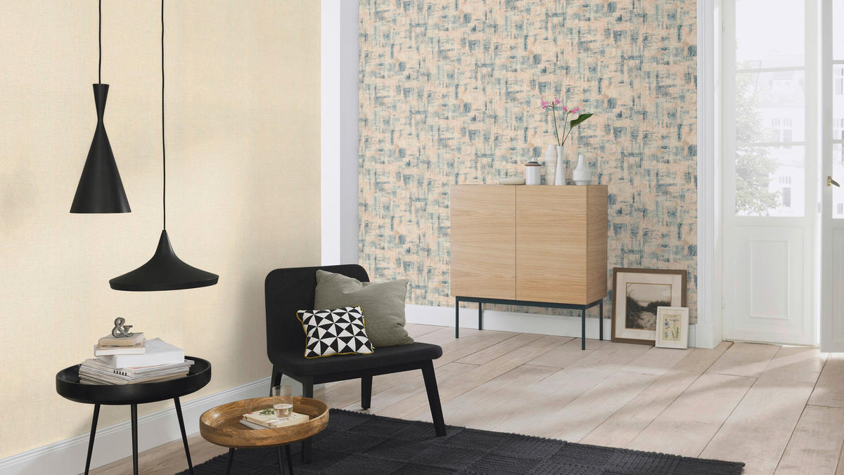 Rasch Vliestapete Struktur beige blau B/L: ca. 53x1005 cm Vliestapete_650457 - beige/blau (53,00/1005,00cm) - Rasch