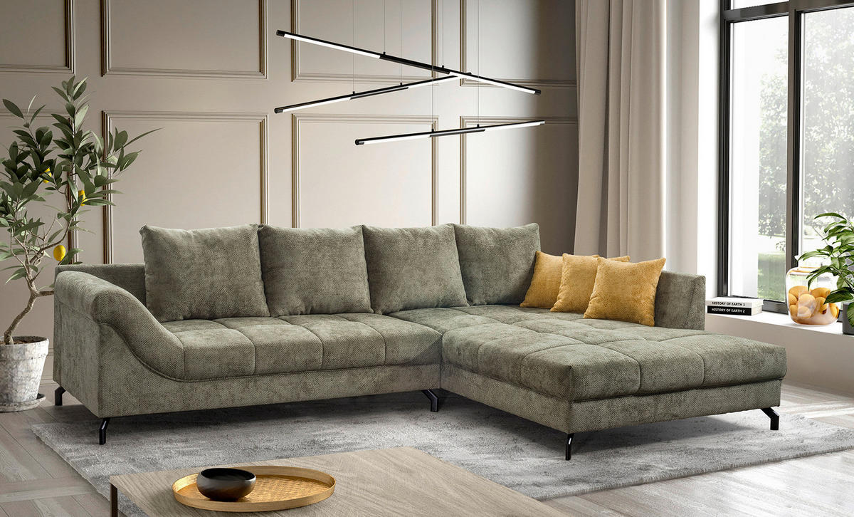 Ecksofa Paula olive Microfaser B/H/T: ca. 306x92x203 cm Paula - olive/schwarz (306,00/92,00/203,00cm)