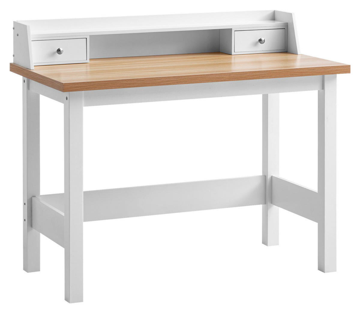 Schreibtisch weiß Eiche weiß Optik B/H/T: ca. 106x90x53 cm Schreibtisch - weiß (106,00/90,00/53,00cm) - Wohnling