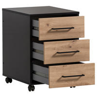 Rollcontainer Aino Eiche Artisan Nachbildung schwarz matt B/H/T: ca. 40x57x50 cm Aino - Eiche/schwarz (40,00/57,00/50,00cm) - Möbelpartner