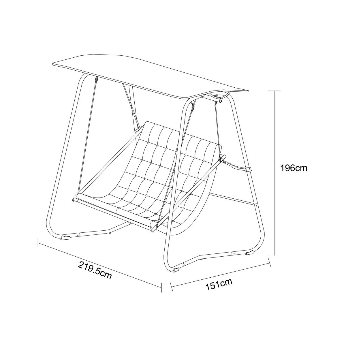 POCOline Hollywoodschaukel hellgrau Stahl B/H/L: ca. 151x195x220 cm Hollywoodschaukel - hellgrau/dunkelgrau (220,00/151,00/195,00cm) - POCOline
