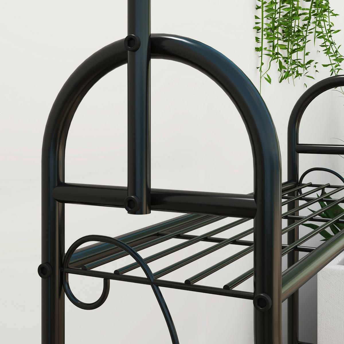 Outsunny Pflanzenständer schwarz Metall B/H/L: ca. 25x137x75 cm Pflanzenständer - schwarz (75,00/25,00/137,00cm) - Outsunny