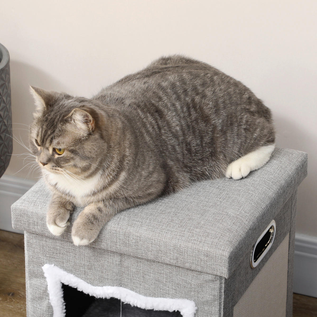 PawHut Katzen-Zubehör grau Polypropylen B/H/L: ca. 35,5x35,5x42,5 cm Katzenhaus - grau (42,50/35,50/35,50cm) - PawHut