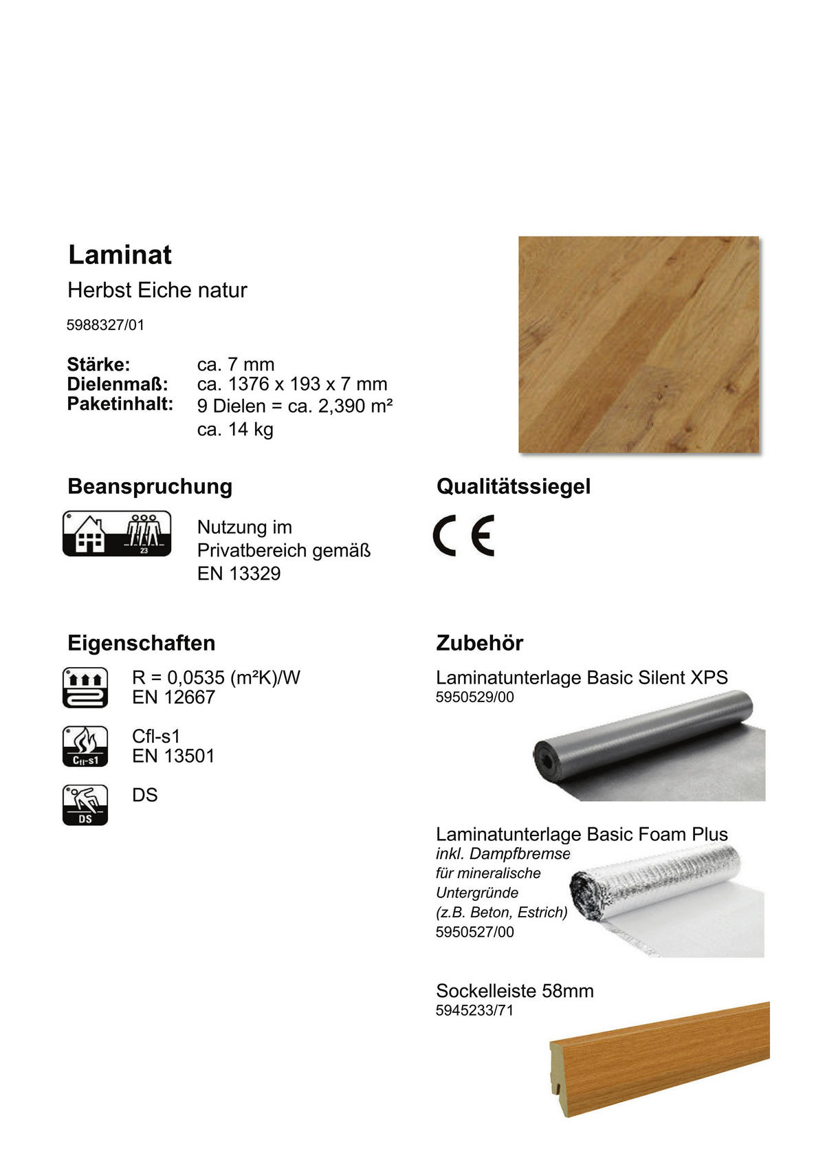 Laminatboden Herbst ca. 2,39 m² im Paket  B/L: ca. 19,3x137,9 cm pro Paket Herbst ca. 2,39 m² im Paket - natur (19,30/137,90cm)