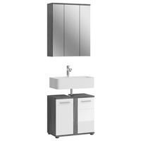 Badezimmer-Set BLAKE Rauchsilber Nachbildung weiß Hochglanz B/H/T: ca. 64x191x34 cm BLAKE - weiß (64,00/191,00/34,00cm) - xonox.home