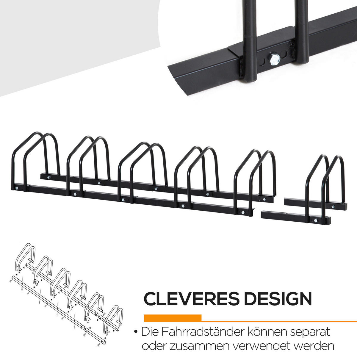 HOMCOM Fahrrad-Zubehör schwarz schwarz B/H/L: ca. 33x179x27 cm Fahrradhalter - schwarz (27,00/33,00/179,00cm) - HOMCOM