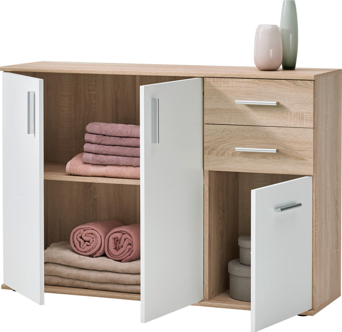 Kommode Bobby 2 B/H/T: ca. 120x82x35 cm Bobby 2 - Eiche/weiß (120,00/82,00/35,00cm)