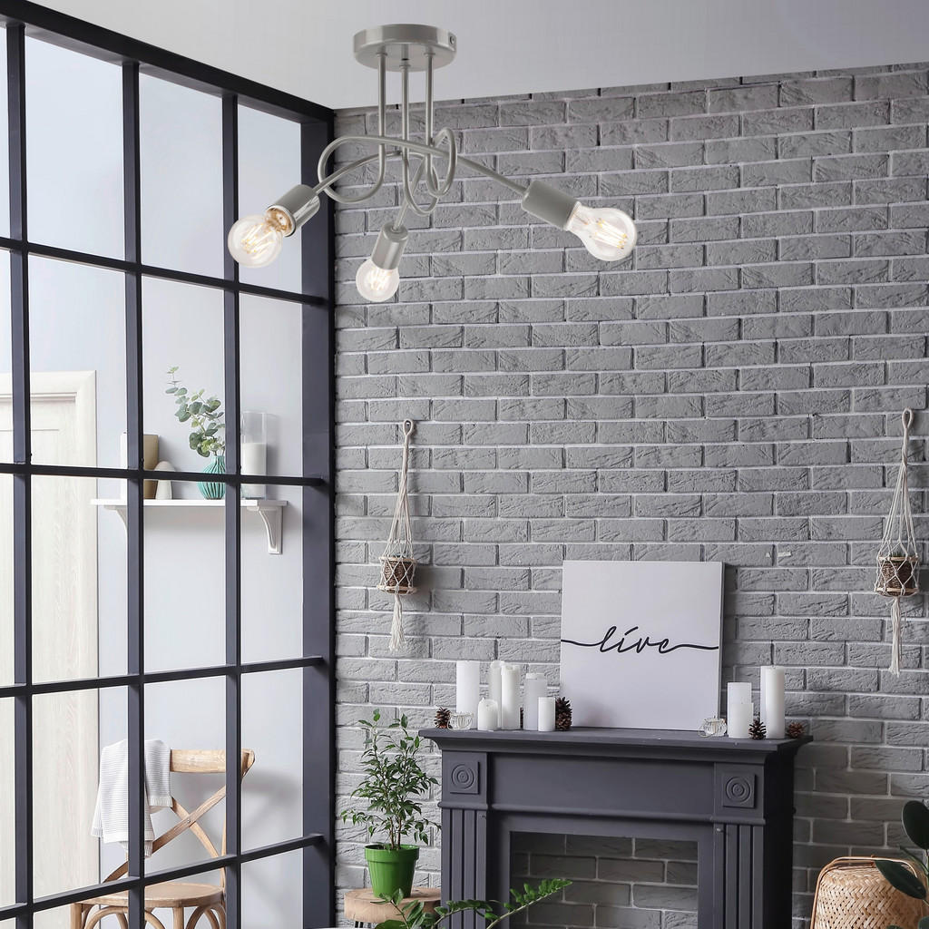 Thumbnail - Lamkur Deckenleuchte CAMILLA 31644 grau Stahl H/L: ca. 30x36 cm E27 3 Brennstellen