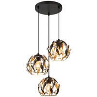 GLOBO Pendelleuchte MIKA 15759-3HR schwarz gold Metall H/D: ca. 150x41 cm E27 3 Brennstellen MIKA - gold/schwarz (41,00/150,00cm) - GLOBO