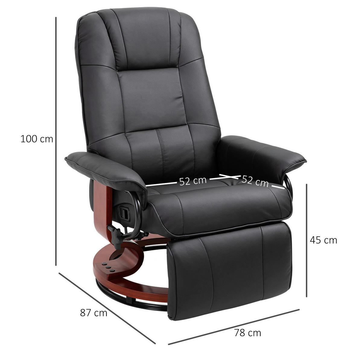 Sessel 833-621 schwarz B/H/T: ca. 78x100x87 cm 833-621 - schwarz (78,00/100,00/87,00cm) - HOMCOM