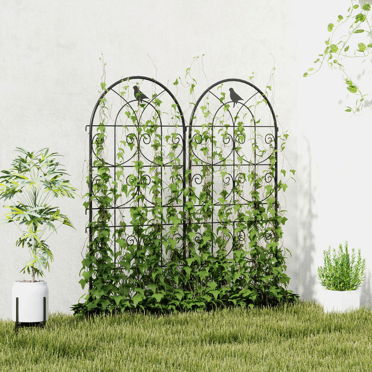 Outsunny Rankgitter 2er Set schwarz B/H/L: ca. 1,3x120x50 cm Rankgitter 2er Set - schwarz (50,00/1,30/120,00cm) - Outsunny