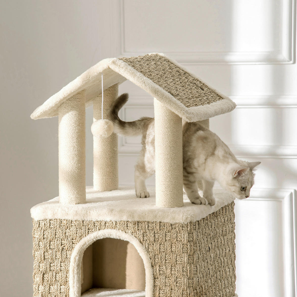 PawHut Kratzbaum beige Polyester B/H/L: ca. 40x131x69 cm Kratzbaum - beige/khaki (69,00/40,00/131,00cm) - PawHut