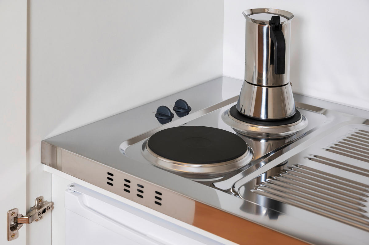 Respekta Schrankküche Economy schwarz matt B/H/T: ca. 104x193x67 cm Economy - weiß/schwarz (104,00/193,00/67,00cm) - Respekta