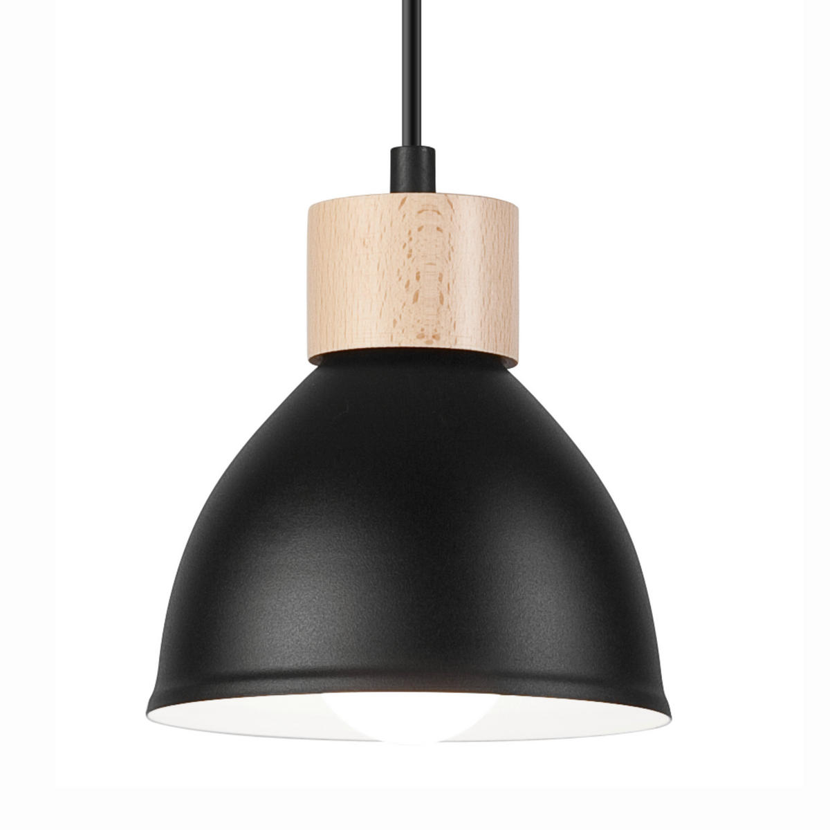 Lamkur Pendelleuchte schwarz Stahl Holz B/H/L: ca. 13x82x48 cm E27 2 Brennstellen NICO - schwarz (48,00/13,00/82,00cm) - Lamkur