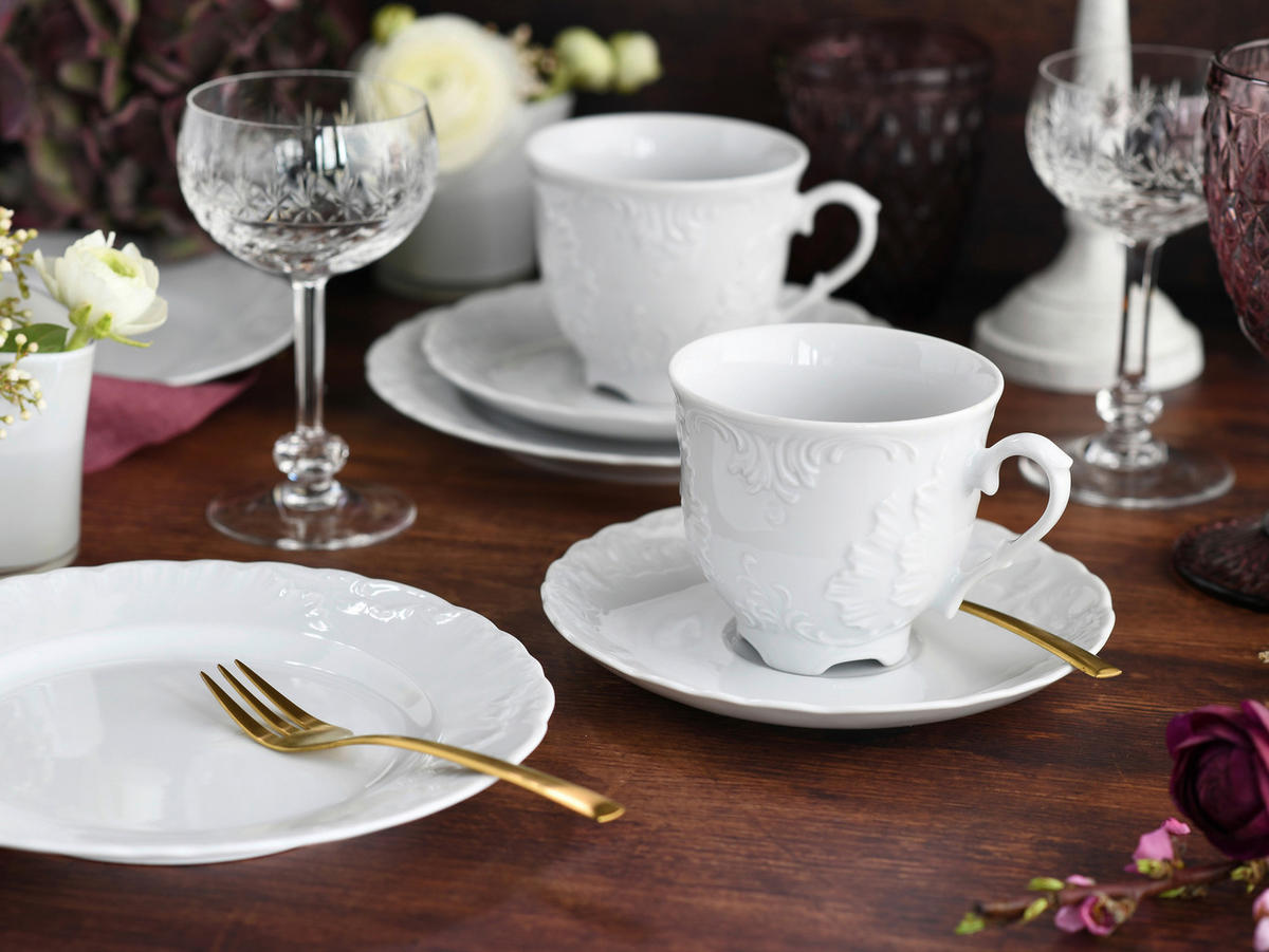 CreaTable Kaffeeservice Rokoko weiß Porzellan 18 tlg. Rokoko - weiß - CreaTable