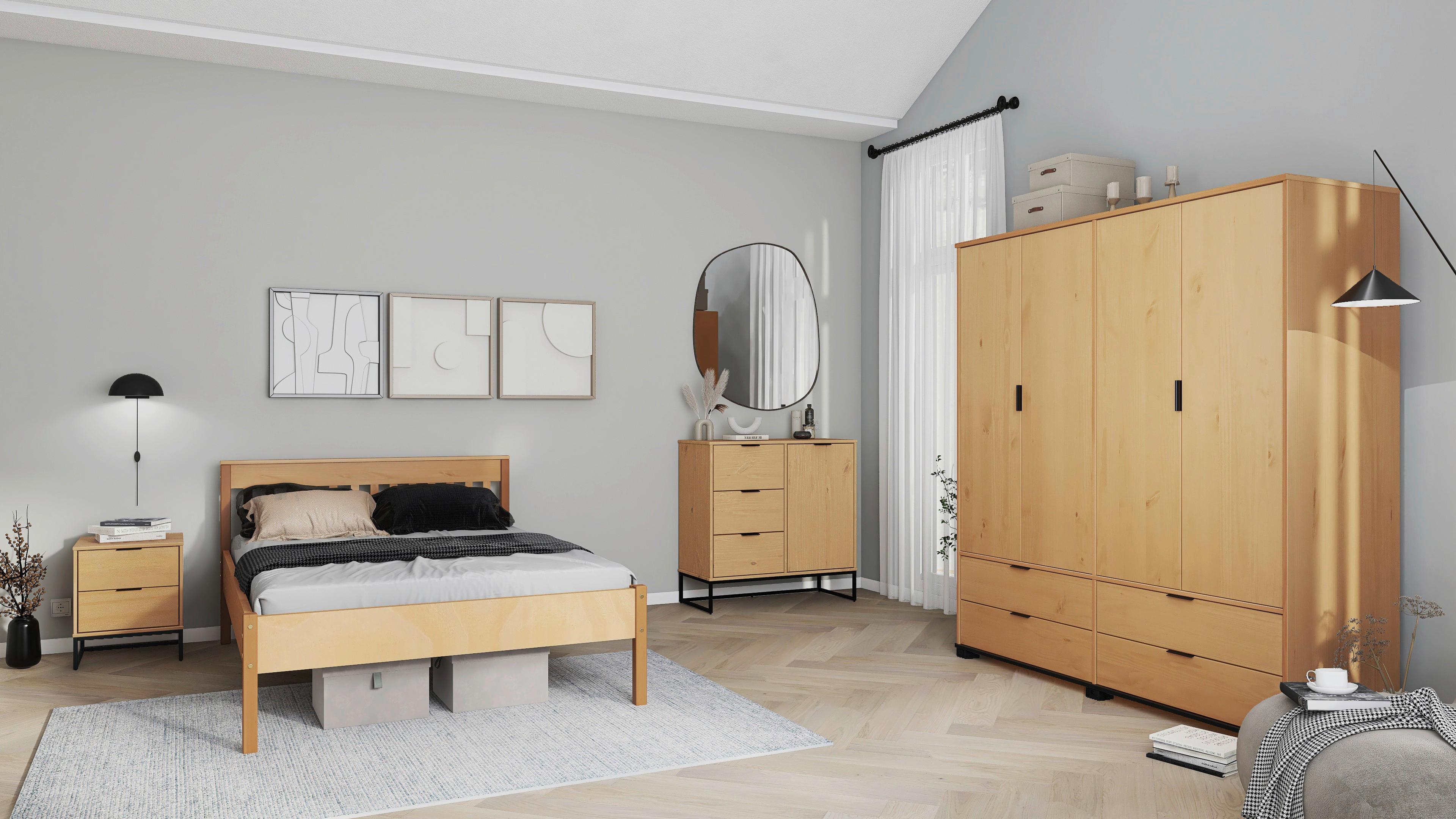 Kommode Vivo 2T3S Oak lackiert B/H/L: ca. 45,3x80x150 cm Vivo 2T3S - Oak (150,00/45,30/80,00cm) - Inter Link
