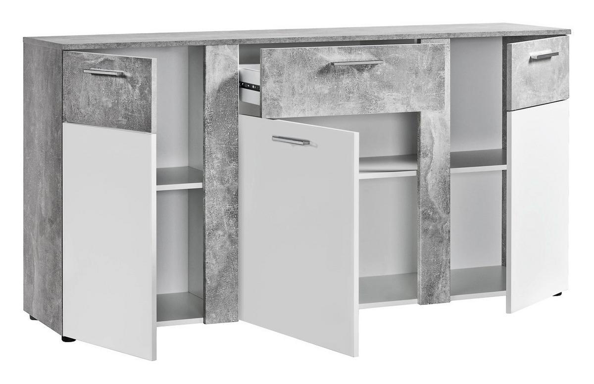 Kommode Trentino Beton Optik weiß B/H/T: ca. 155x81x40 cm Trentino - weiß (155,00/81,00/40,00cm)