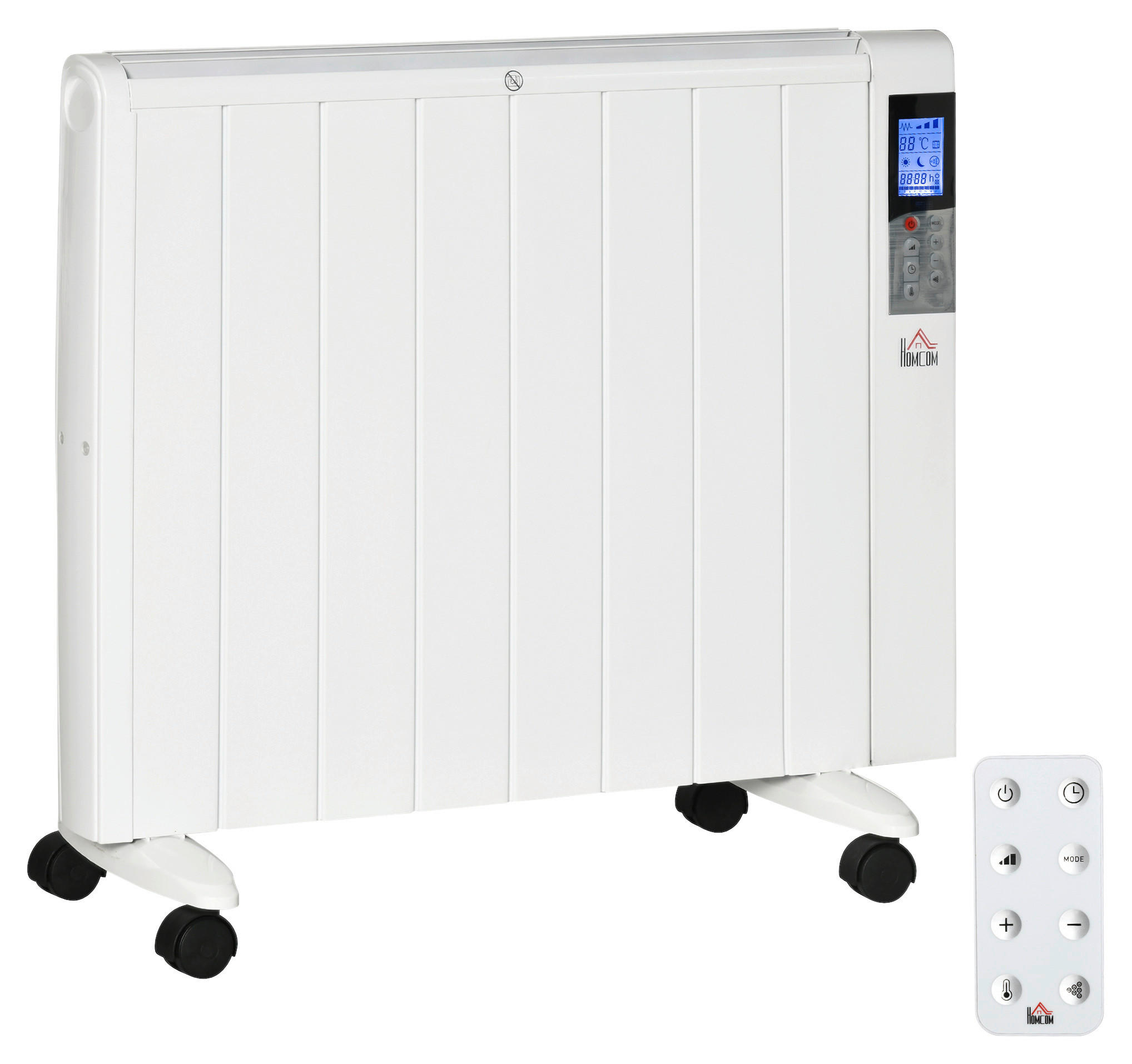 HOMCOM Heizlüfter 820-336V90WT weiß Polypropylen Edelstahl Aluminium B/H/L: ca. 7,5x75x58,5 cm ca. 2000 W Elektrische_Heizung - weiß (58,50/7,50/75,00cm) - HOMCOM