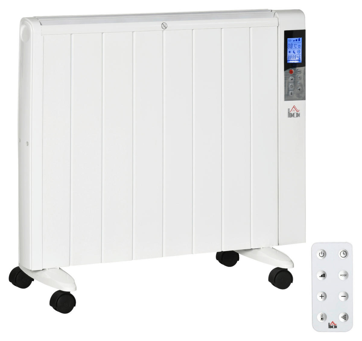 HOMCOM Heizlüfter 820-336V90WT weiß Polypropylen Edelstahl Aluminium B/H/L: ca. 7,5x75x58,5 cm ca. 2000 W Elektrische_Heizung - weiß (58,50/7,50/75,00cm) - HOMCOM