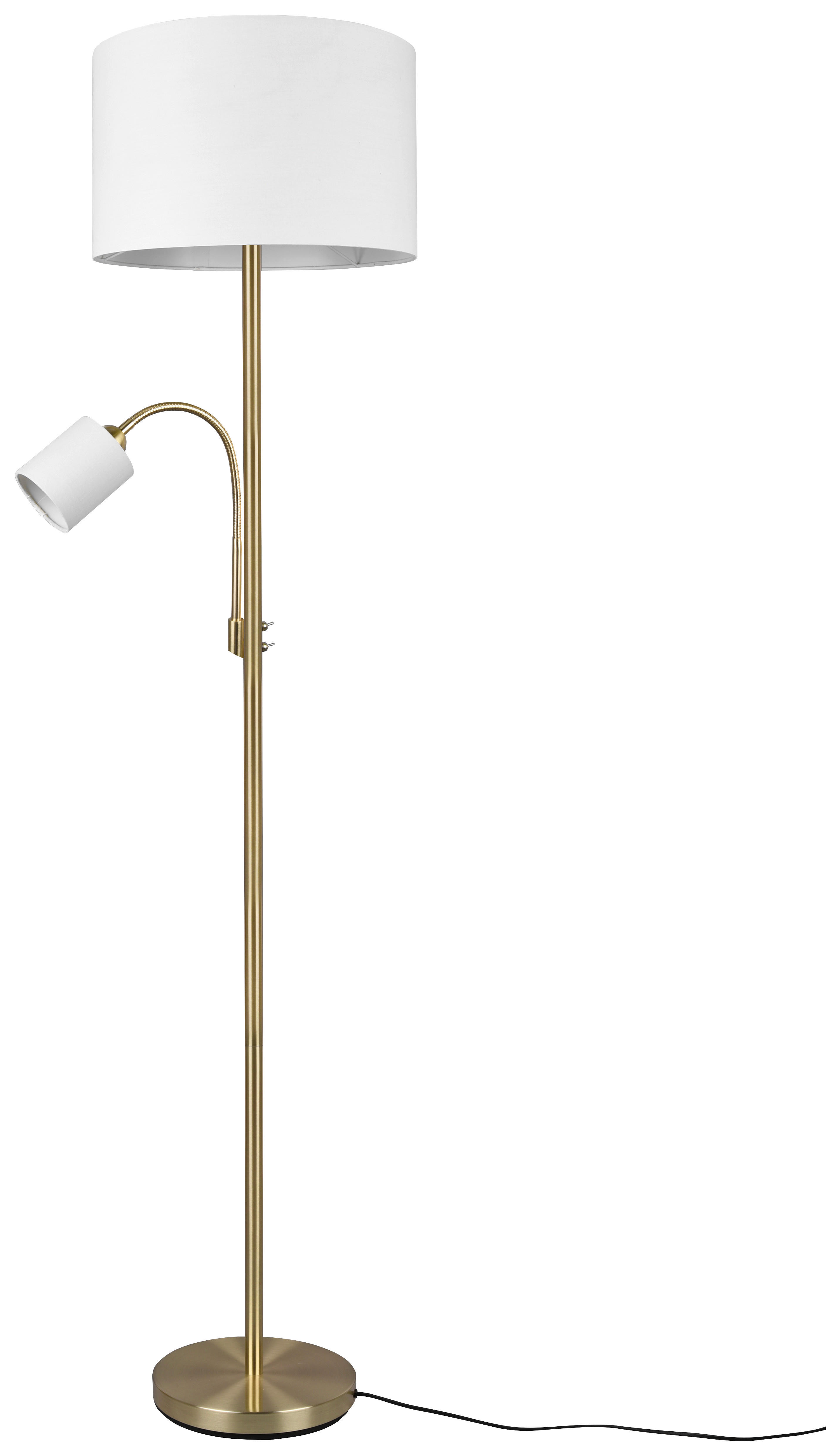 TRIO Stehleuchte 403900208 messing weiß Metall Stoff H/D: ca. 170x40 cm E27 2 Brennstellen Hotel - messing/weiß (40,00/170,00cm) - Trio