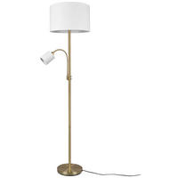 TRIO Stehleuchte 403900208 messing weiß Metall Stoff H/D: ca. 170x40 cm E27 2 Brennstellen Hotel - messing/weiß (40,00/170,00cm) - Trio
