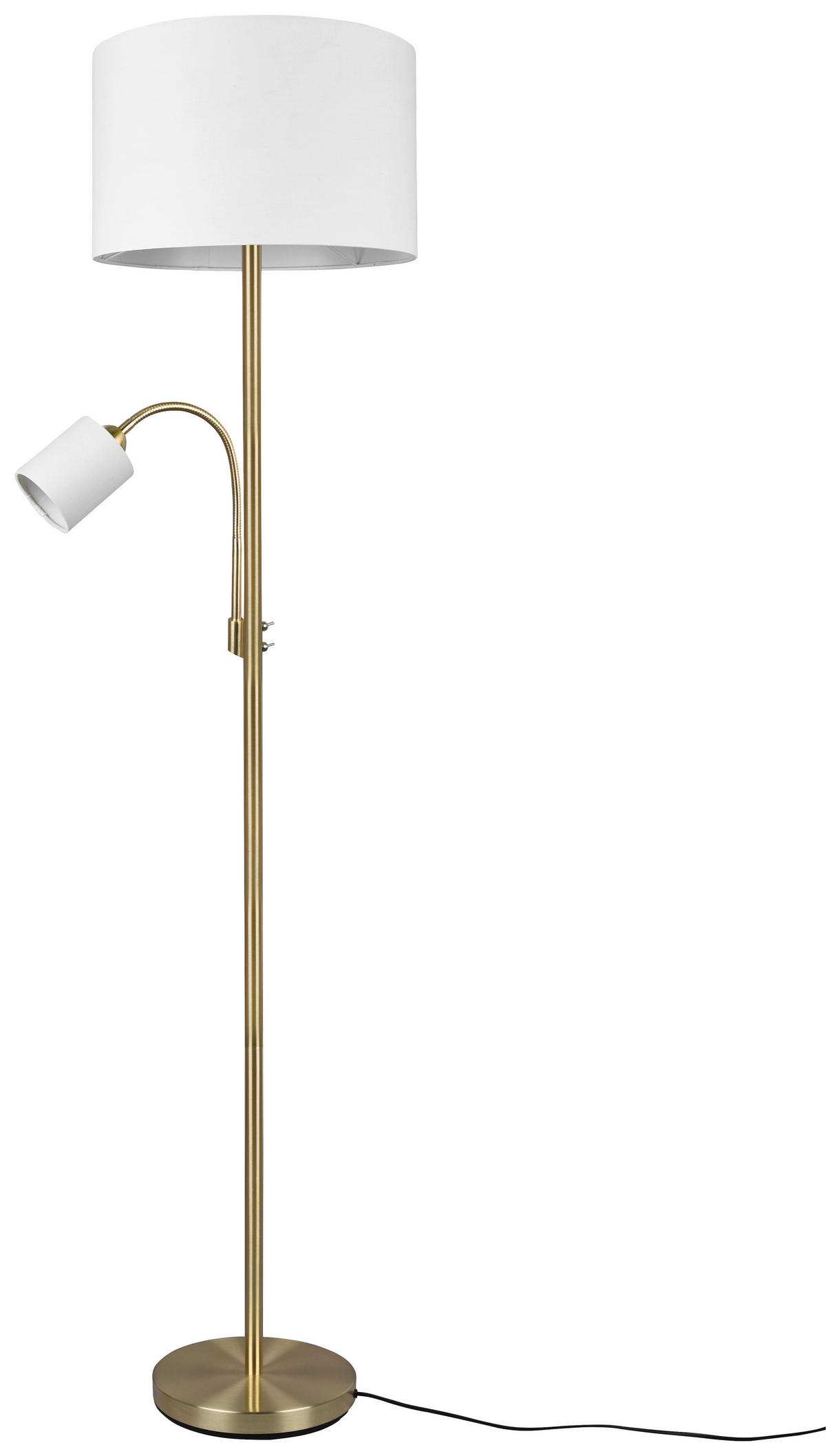 TRIO Stehleuchte 403900208 messing weiß Metall Stoff H/D: ca. 170x40 cm E27 2 Brennstellen Hotel - messing/weiß (40,00/170,00cm) - Trio