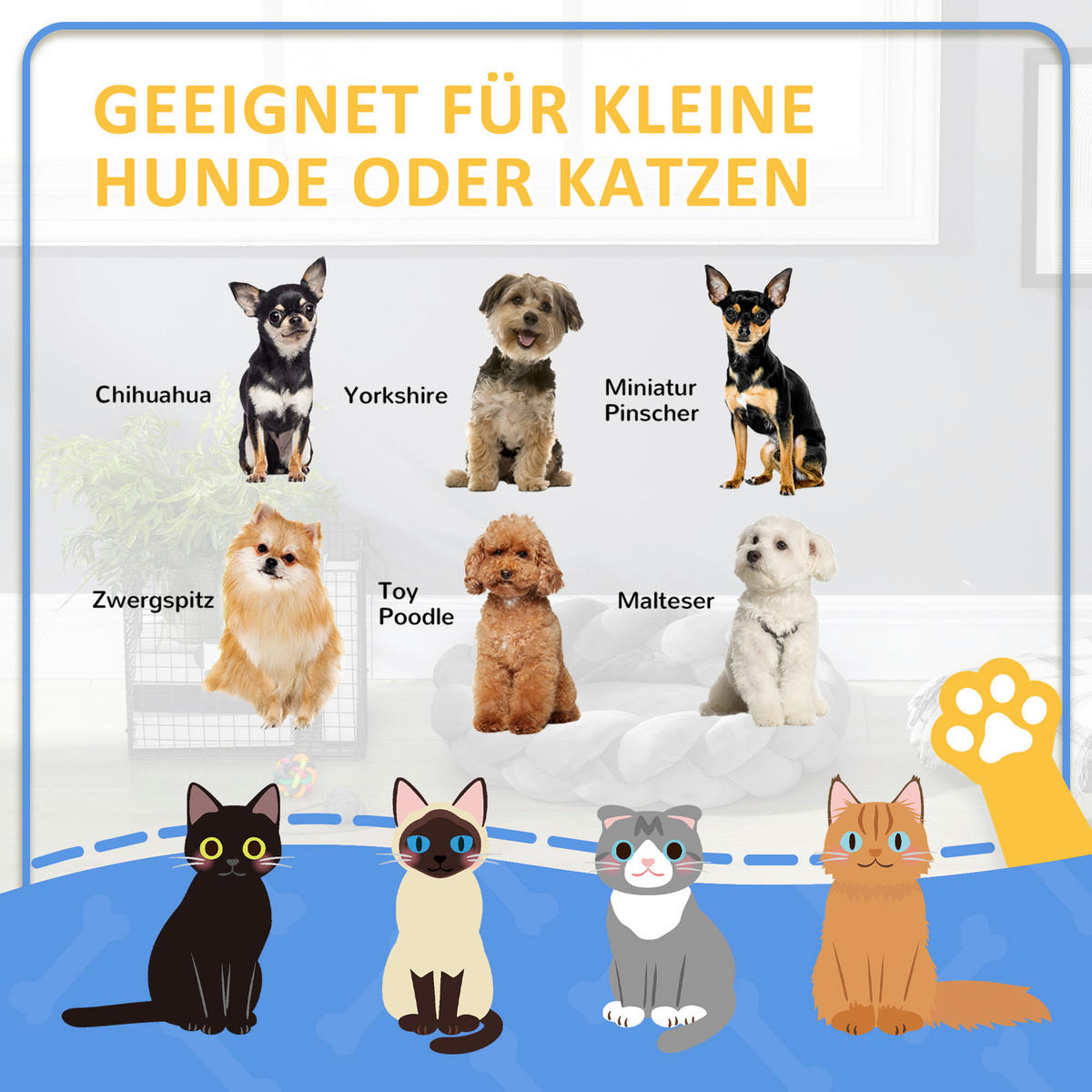 PawHut Haustierbett grau Baumwolle B/H/L: ca. 55x14x55 cm Haustierbett - grau (55,00/55,00/14,00cm) - PawHut