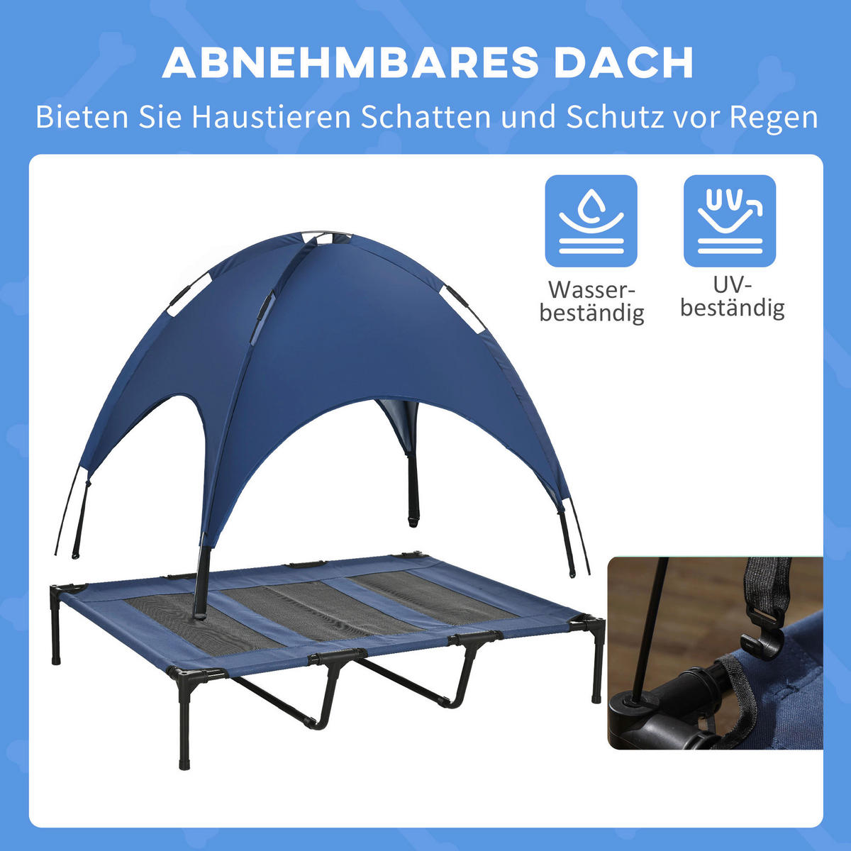 PawHut Hunde-Zubehör dunkelblau Polyester B/H/L: ca. 92x122x108 cm Hundebett - schwarz/dunkelblau (108,00/92,00/122,00cm) - PawHut
