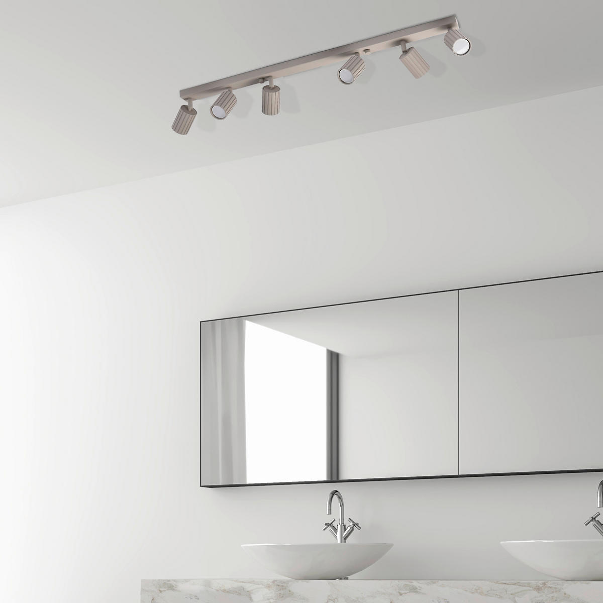 Lamkur Strahler beige Stahl B/H/L: ca. 6,5x16,5x117 cm 6 Brennstellen Prisma - beige (117,00/6,50/16,50cm) - Lamkur