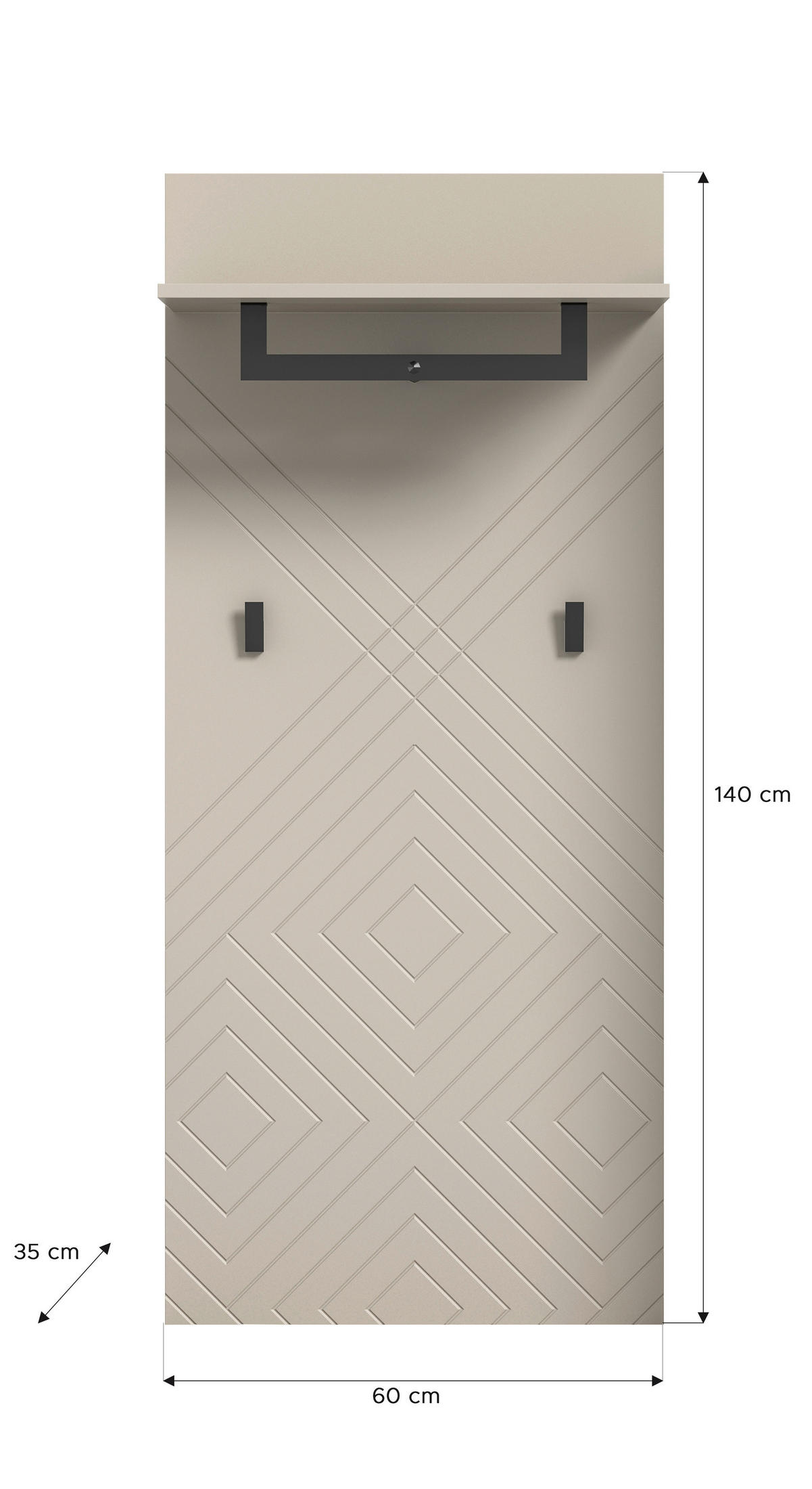 Garderobenpaneel NOTES sandbeige sandbeige matt B/H/T: ca. 60x140x35 cm NOTES - sandbeige (60,00/140,00/35,00cm) - xonox.home
