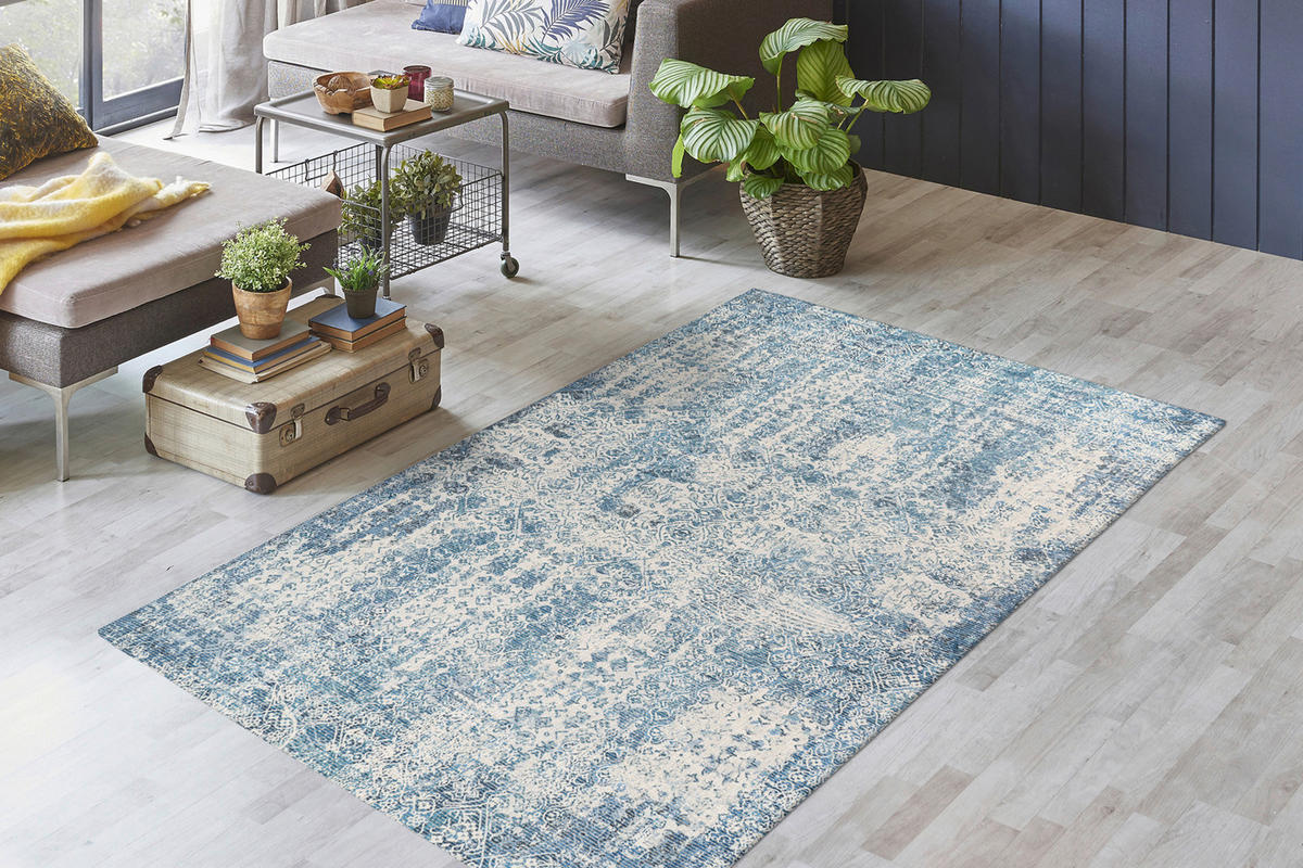 360Living Teppich Percy blau B/L: ca. 80x150 cm Percy - blau (80,00/150,00cm) - 360Living