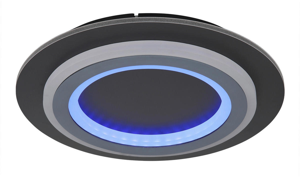 GLOBO LED-Deckenleuchte mattschwarz Opal grau Metall Kunststoff Acryl H/D: ca. 5,5x34 cm 1 Brennstellen JAYDEN - Opal/mattschwarz (34,00/5,50cm) - GLOBO