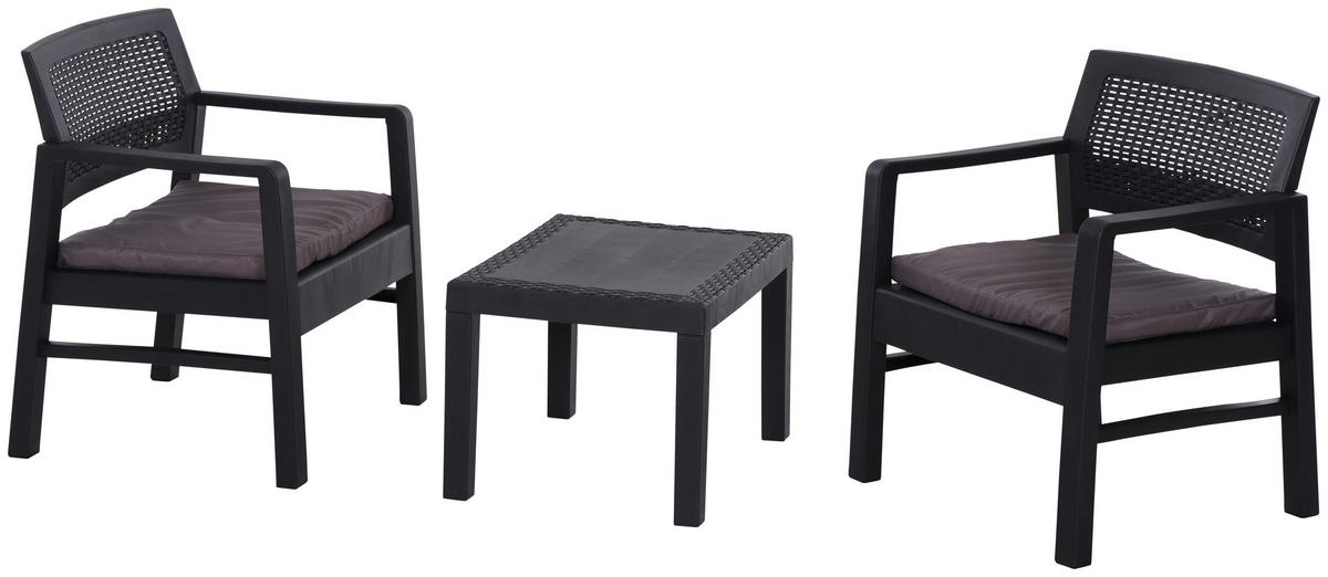 ProGarden Balkonset Kraka anthrazit Kunststoff B/H/L: ca. 60x42x70 cm Kraka - anthrazit (70,00/60,00/42,00cm) - ProGarden