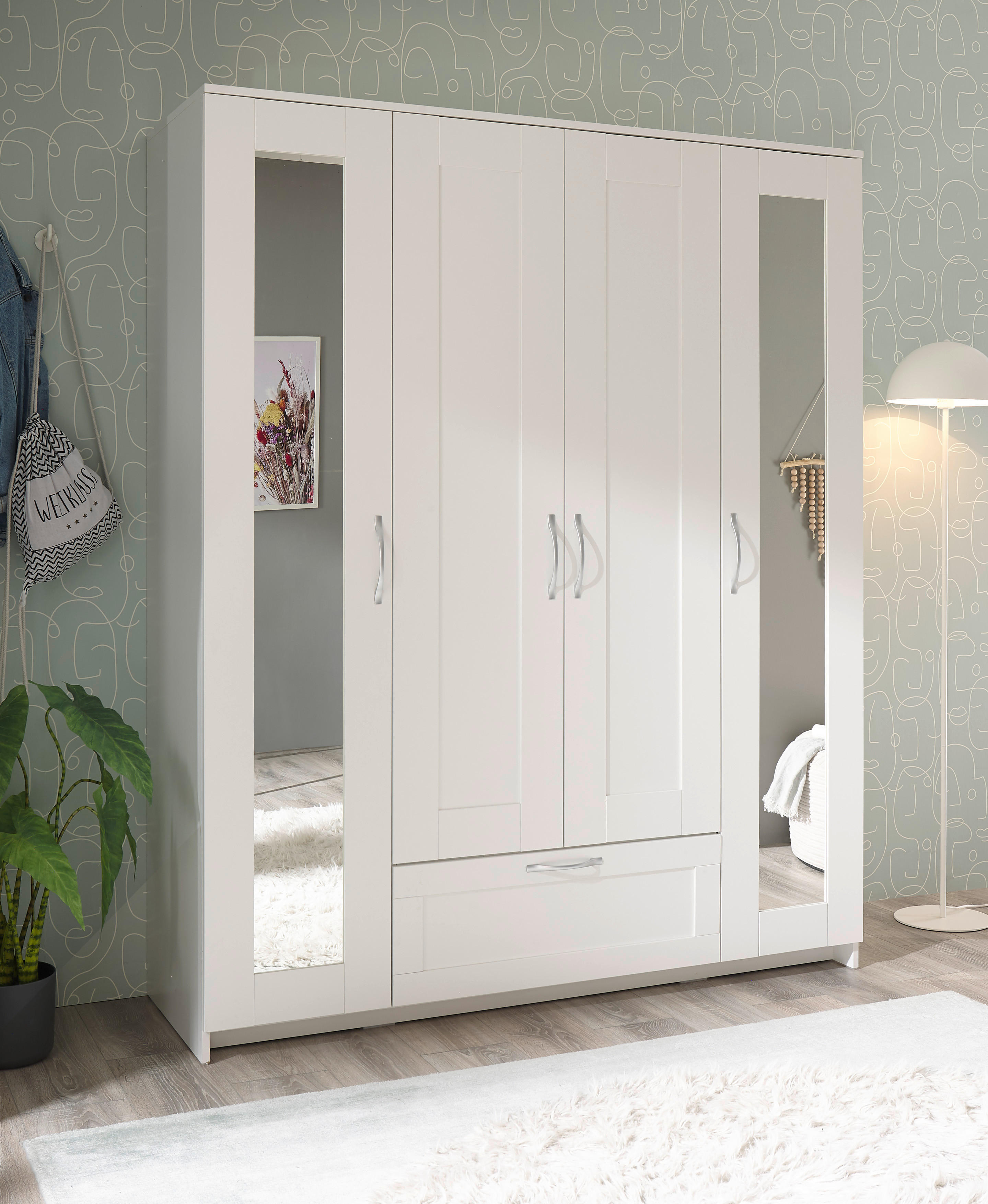 Kleiderschrank weiß B/H/T: ca. 156x191x50 cm Lepini_Kleiderschrank - weiß (156,00/191,00/50,00cm)