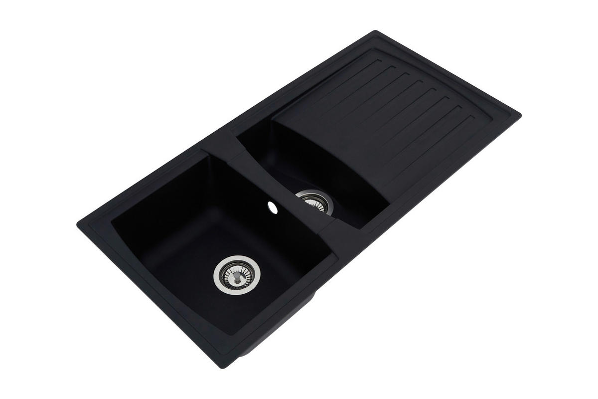 Respekta Einbauspüle Boston 100 x 50 S schwarz Mineralite B/H/T: ca. 100x20x50 cm Boston 100 x 50 S - schwarz (100,00/20,00/50,00cm) - Respekta