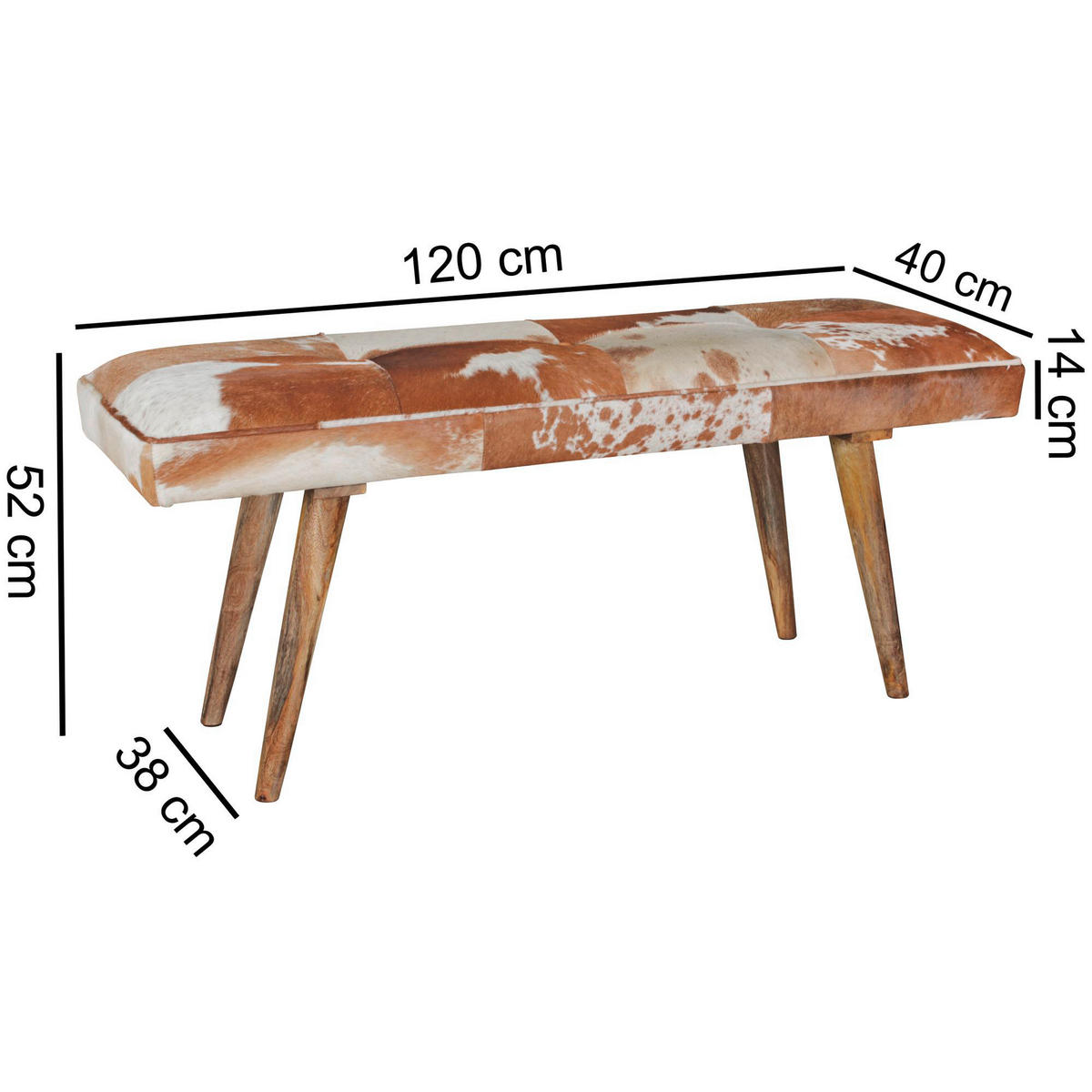 Wohnling Sitzbank natur Echtholz B/H/T: ca. 120x52x40 cm Sitzbank - natur (120,00/52,00/40,00cm) - Wohnling