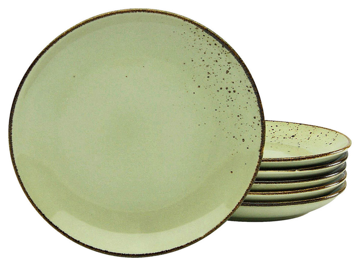 CreaTable Dessertteller NATURE COLLECTION grün Steinzeug D: ca. 21 cm NATURE COLLECTION - grün (21,00cm) - CreaTable