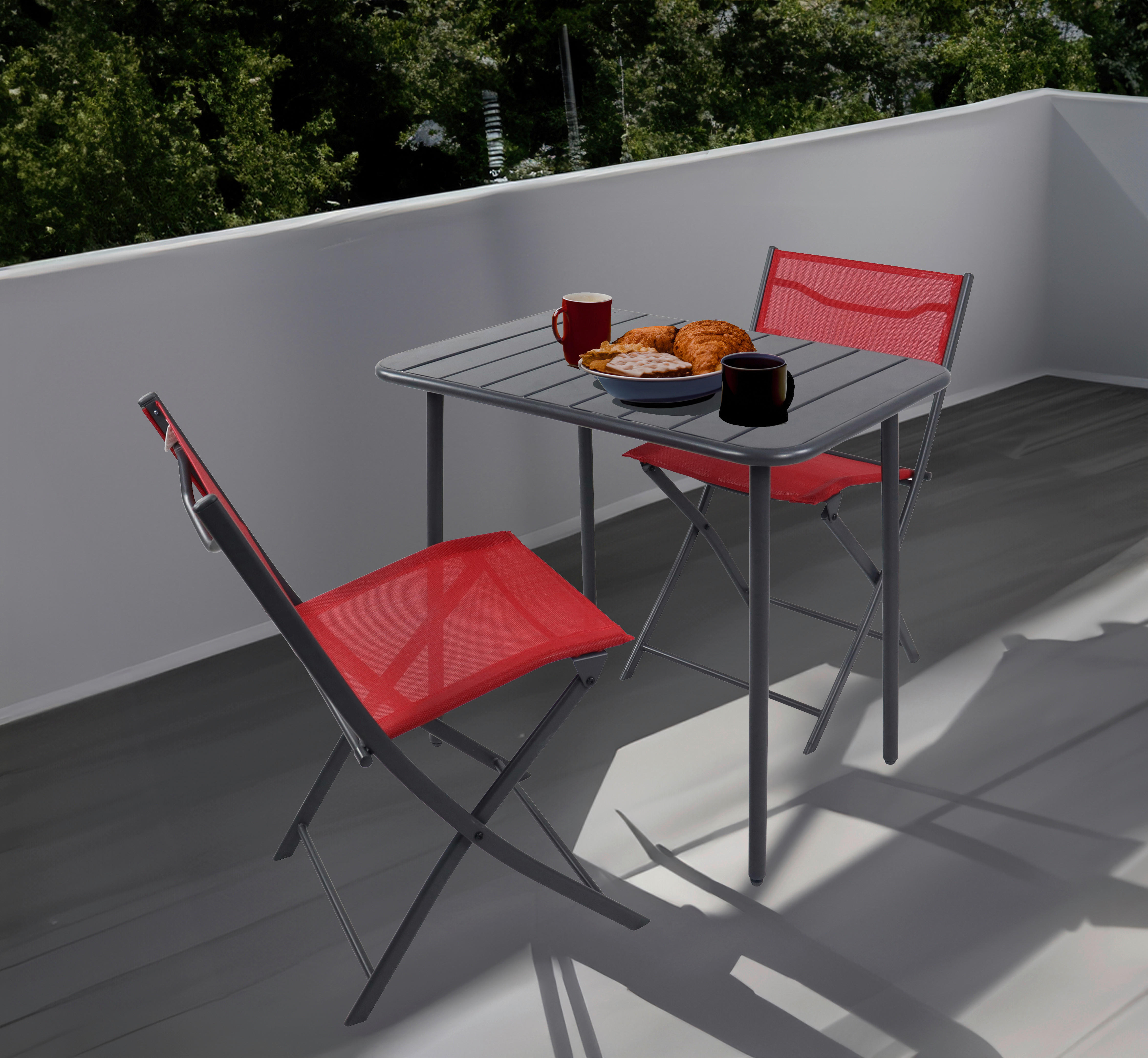 Thumbnail - VCM Gartensitzgruppe Sumila rot Stahl B/H/L: ca. 80x72x55 cm