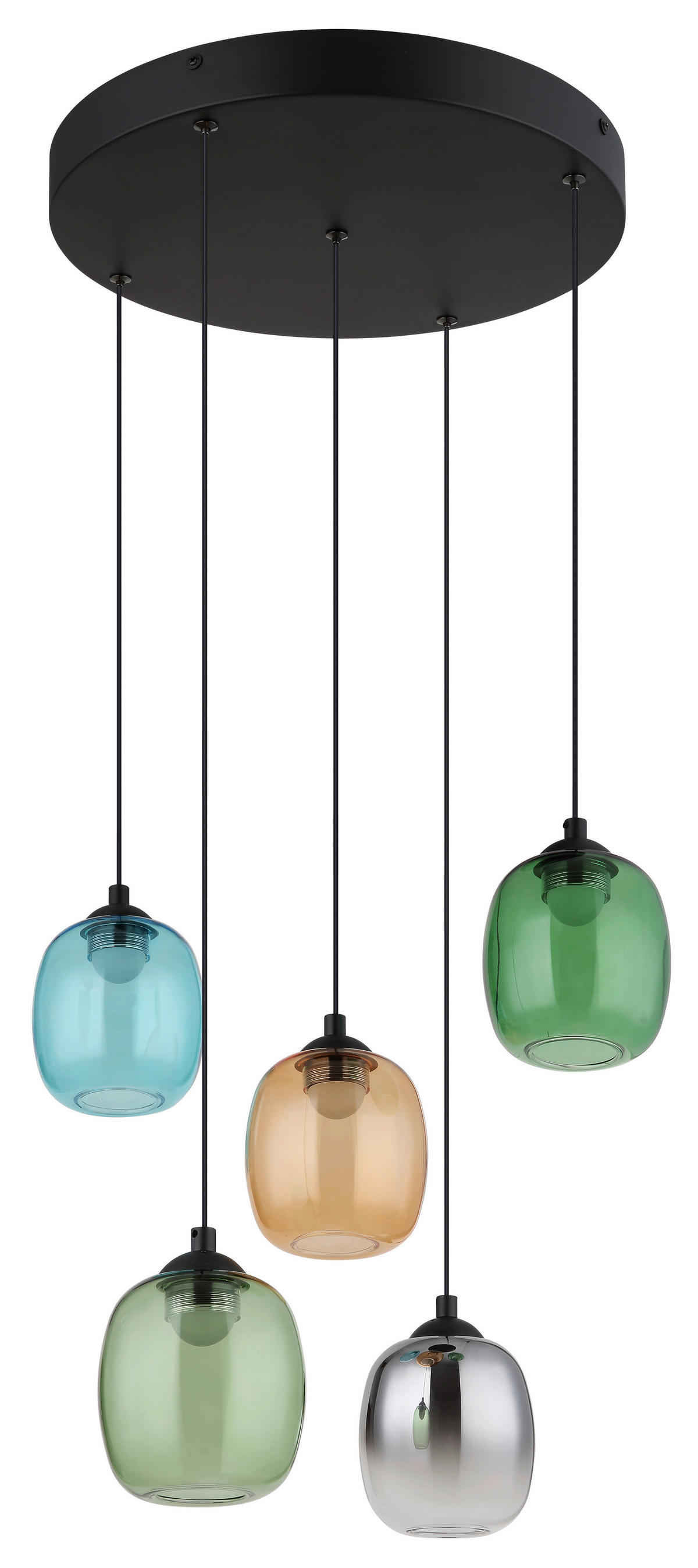 GLOBO LED-Pendelleuchte MINARA 31479508 schwarz bunt Metall Kunststoff Glas H/D: ca. 150x43 cm 1.0 Brennstellen MINARA - bunt/schwarz (43,00/150,00cm) - GLOBO
