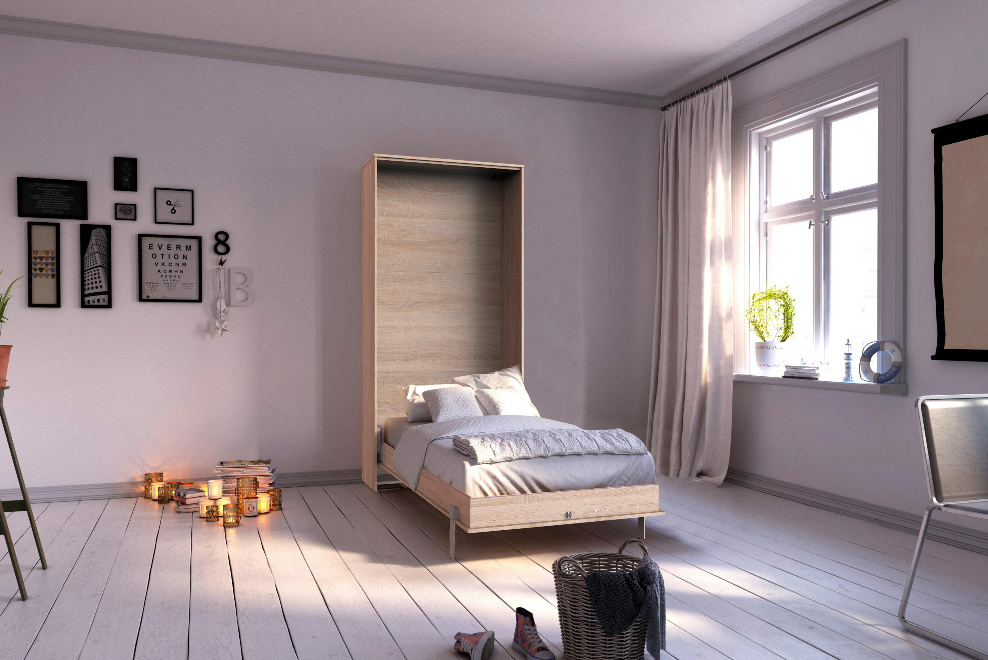 Klappbett Juist Eiche Sägerau Nachbildung Liegefläche B/L: ca. 90x200 cm Juist - Eiche (102,00/213,00/43,00cm)