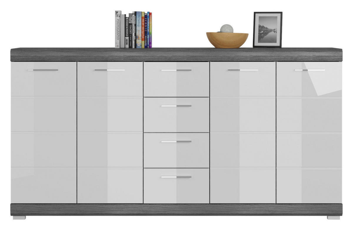 Kommode SCOUT Rauchsilber Nachbildung weiß Hochglanz B/H/T: ca. 165x85x37 cm SCOUT - weiß (165,00/85,00/37,00cm) - xonox.home