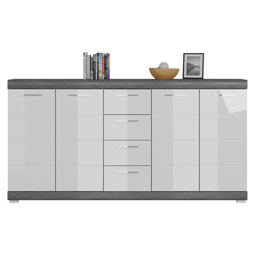 Thumbnail - Kommode SCOUT Rauchsilber Nachbildung weiß Hochglanz B/H/T: ca. 165x85x37 cm