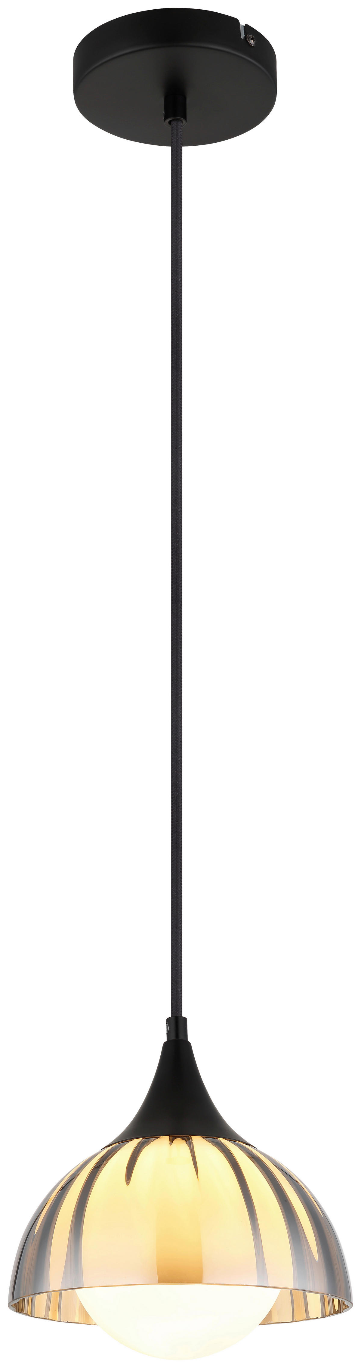 GLOBO Pendelleuchte EVA 30200108 Opal Rauch schwarz Glas Metall Textil H/D: ca. 120x20 cm G9 1 Brennstellen EVA - schwarz/Opal (20,00/120,00cm) - GLOBO