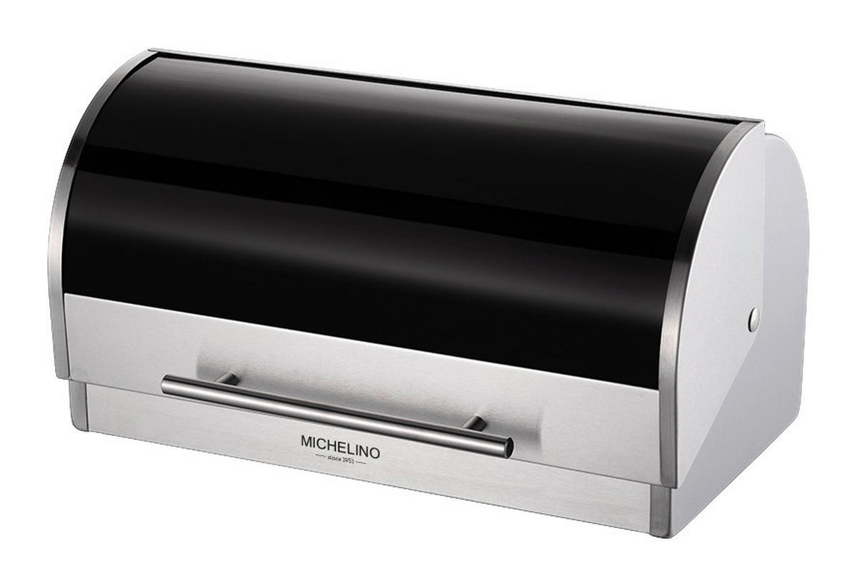 MICHELINO Brotkasten silber Edelstahl B/H/L: ca. 24x21x39,5 cm Brotkasten_Michelino - schwarz/silber (39,50/24,00/21,00cm) - MICHELINO