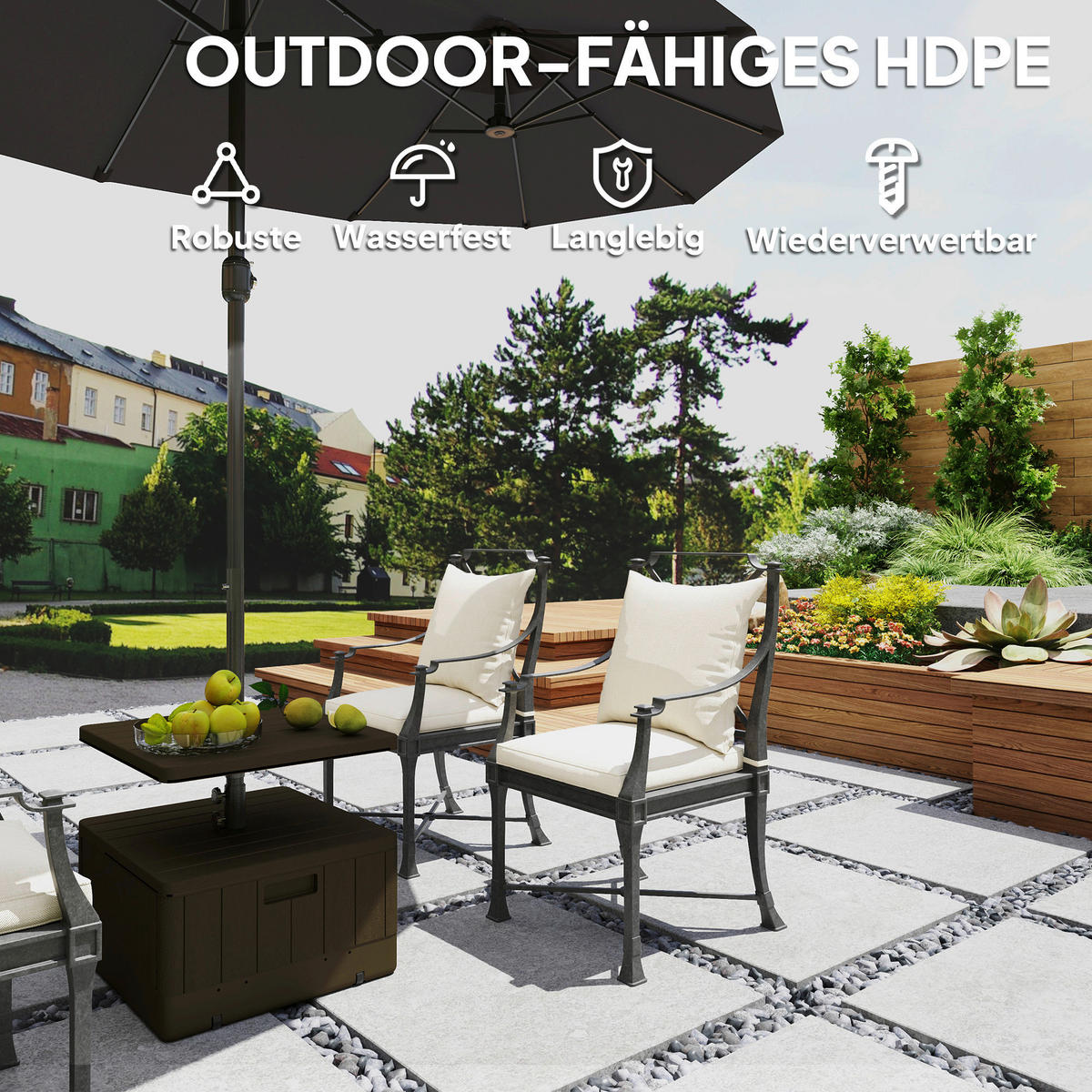 Outsunny Schirmständer schwarz Metall B/H/L: ca. 53x45x53 cm Schirmständer - schwarz (53,00/53,00/45,00cm) - Outsunny