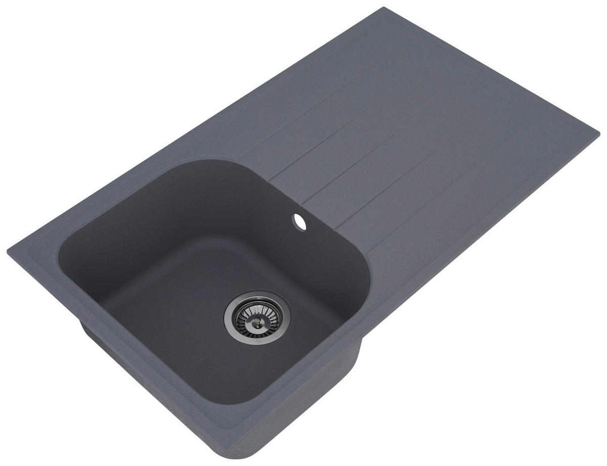 Respekta Einbauspüle Orlando 86 x 50 G Beton grau Granitverbundmaterial B/H/T: ca. 86x20,9x50 cm Orlando 86 x 50 G - Beton/grau (86,00/20,90/50,00cm) - Respekta